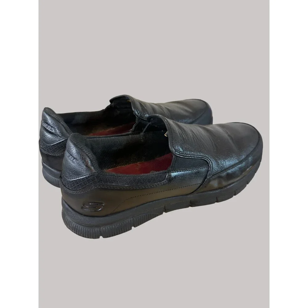 Skechers Size 12 Mens Black Synthetic Slip-Resistant Work Loafers